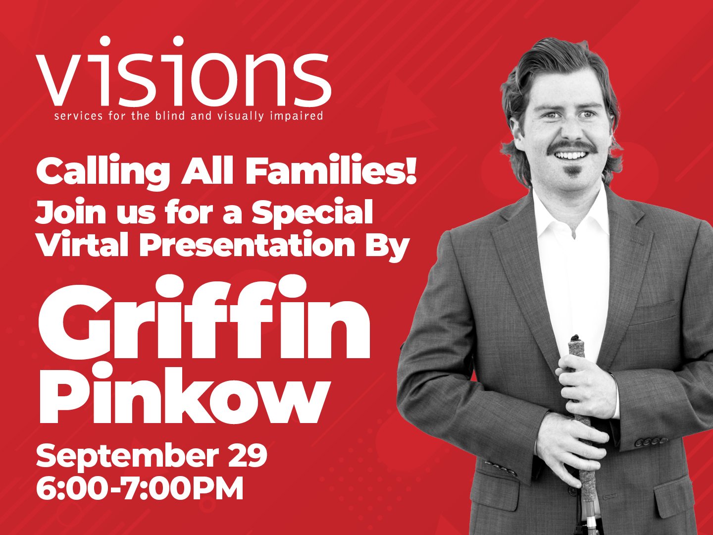 Calling all families! Join us for a special presentation by Griffin Pinkow. September 29th from 6:00-7:00PM