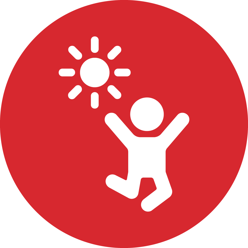 Icon of a child playing as the sun is high in the sky.
