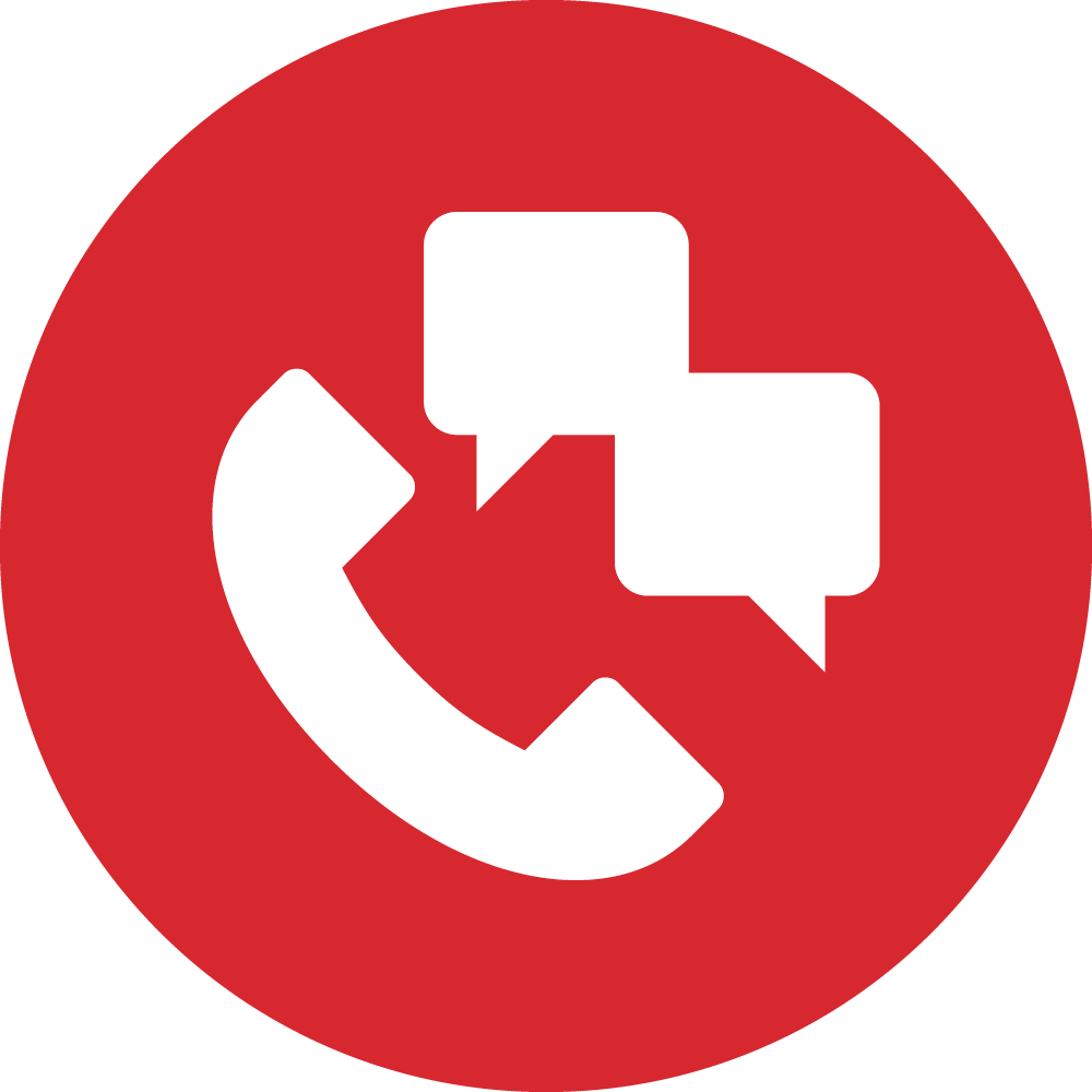 Icon of a phone and chat bubbles next to each other.
